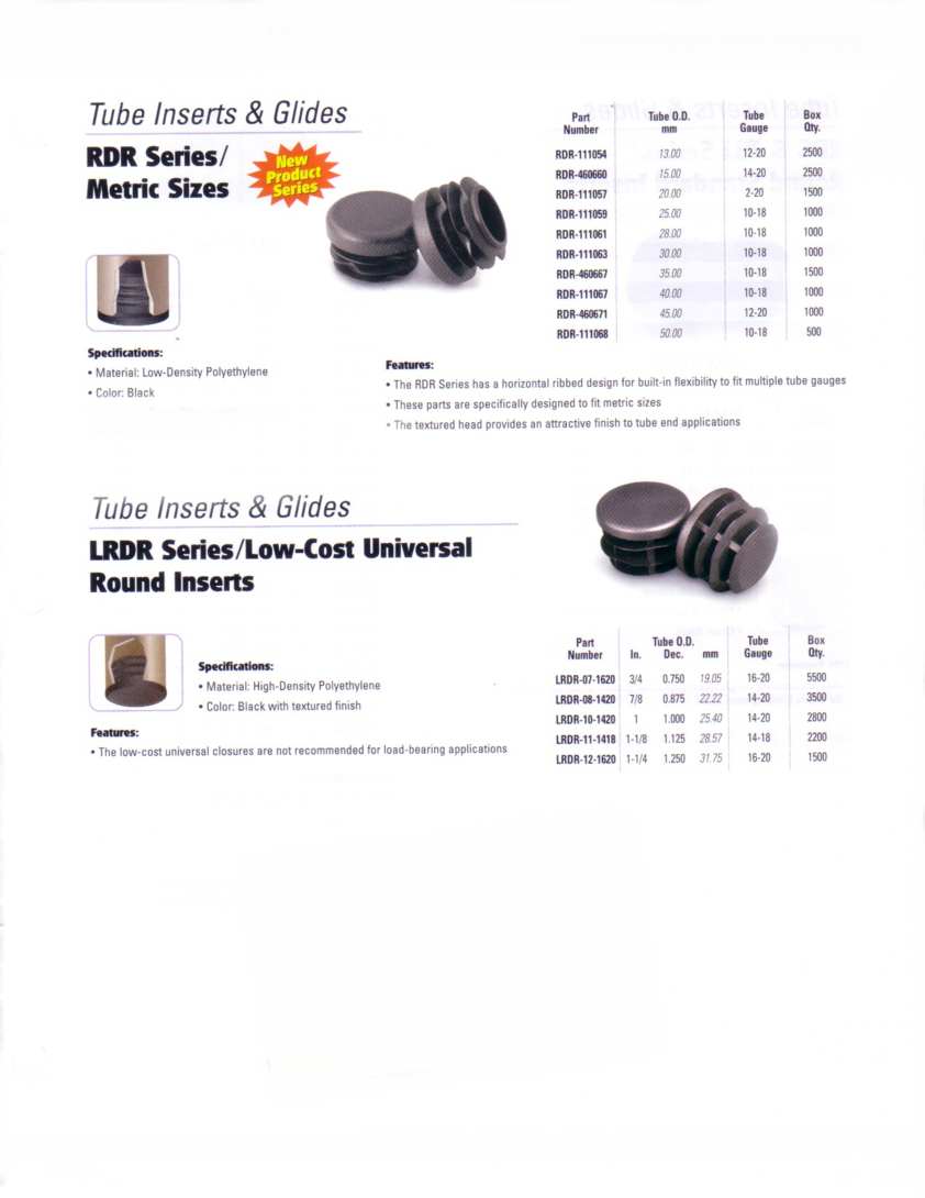 Tube Inserts And Glides Page 2 COMPLEX PLASTICS 18003632870 caps and